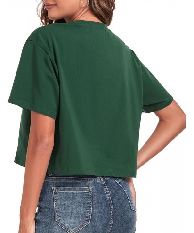 Women's Oversized Workout Cropped T Shirts Crew Neck Short Sleeve Casual Loose Summer Crop Tee Tops Cotton Dark Green $10.80 ...