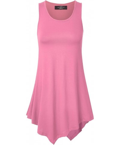 Women's Sleeveless Comfy Tunic Tank Top with Various Hem - Plus Size Wt671_pink $11.85 Tops