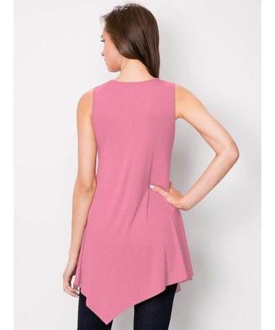 Women's Sleeveless Comfy Tunic Tank Top with Various Hem - Plus Size Wt671_pink $11.85 Tops