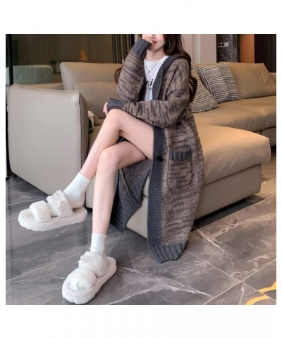 Women's Cardigan Women's Hooded Long Knee Coat Women's Autumn and Winter Knitwear Women's Loose Coat Black $34.12 Sweaters