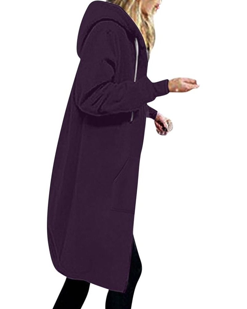 Zip Up Hoodies for Women Oversized Lightweight Long Sleeve Drawstring Full Zip Hooded Jacket Plus Size Outwear Coat 05▶purple...