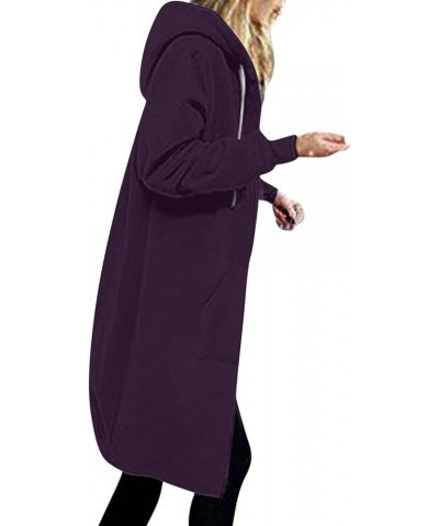 Zip Up Hoodies for Women Oversized Lightweight Long Sleeve Drawstring Full Zip Hooded Jacket Plus Size Outwear Coat 05▶purple...