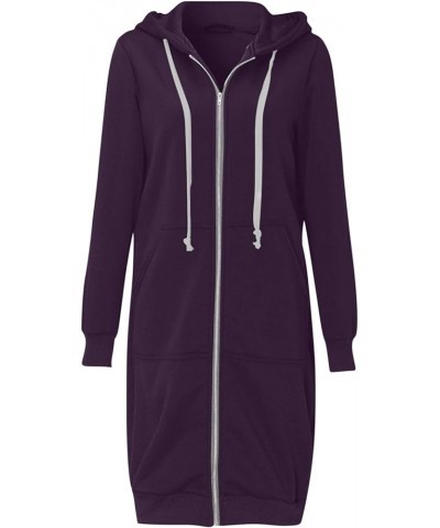 Zip Up Hoodies for Women Oversized Lightweight Long Sleeve Drawstring Full Zip Hooded Jacket Plus Size Outwear Coat 05▶purple...