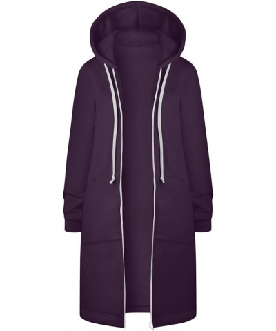 Zip Up Hoodies for Women Oversized Lightweight Long Sleeve Drawstring Full Zip Hooded Jacket Plus Size Outwear Coat 05▶purple...