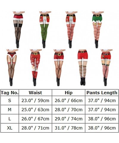 Christmas Leggings for Women Xmas Printed High Waist Ankle Length Stretchy Tights Yoga Pants Workout Running Leggings Green C...