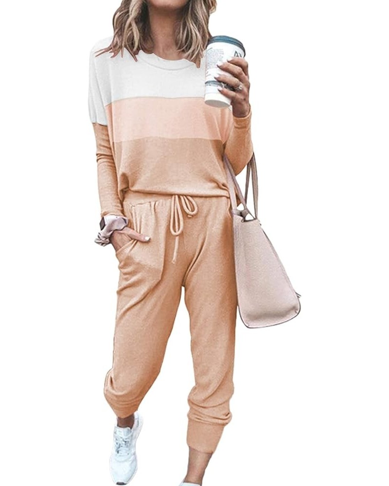 Women Casual 2 Piece Outfit Long Pant Set Sweatsuits Tracksuits T-colorblock2 $21.15 Activewear