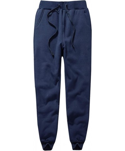 Womens Warm Fleece Pants Sherpa Lined Sweatpants Active Running Joggers Pants 02 Navy $14.74 Activewear