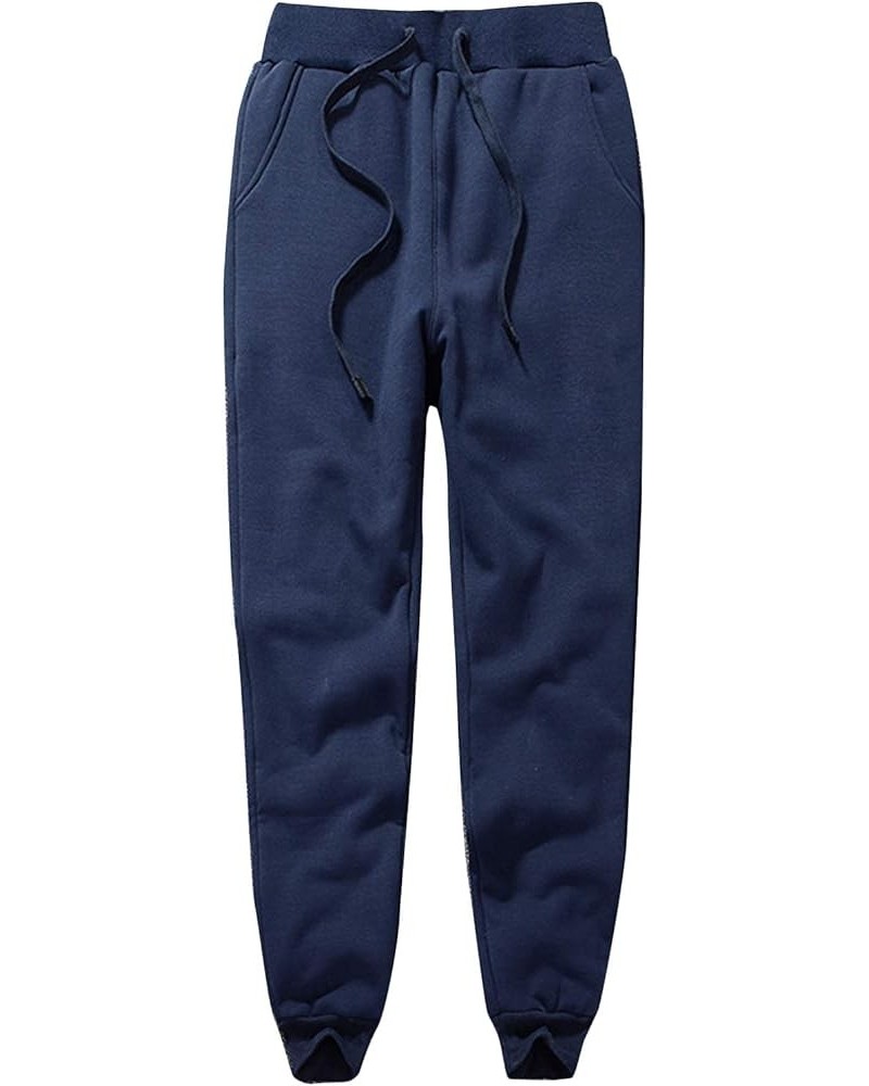 Womens Warm Fleece Pants Sherpa Lined Sweatpants Active Running Joggers Pants 02 Navy $14.74 Activewear