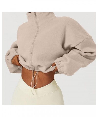 Cropped Sweatshirts for Women Full Zip Up Causal Jacket Long Sleeve Fall Crop Tops Y2k Trendy Fall Clothing 2023 J07-khaki $7...