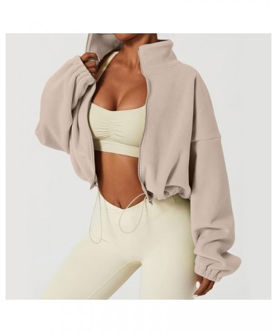 Cropped Sweatshirts for Women Full Zip Up Causal Jacket Long Sleeve Fall Crop Tops Y2k Trendy Fall Clothing 2023 J07-khaki $7...