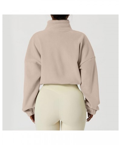 Cropped Sweatshirts for Women Full Zip Up Causal Jacket Long Sleeve Fall Crop Tops Y2k Trendy Fall Clothing 2023 J07-khaki $7...