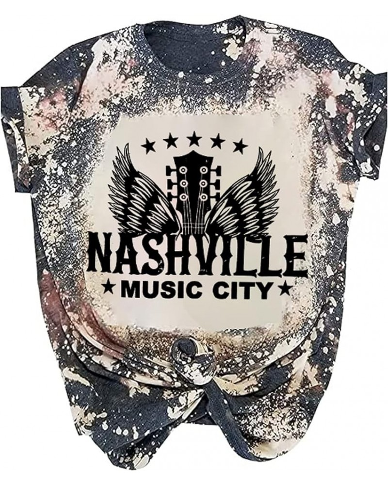 Women's Country Music Graphic Tees Guitar Print Concert Tops versized Short Sleeve Tshirts B Grey $7.53 T-Shirts