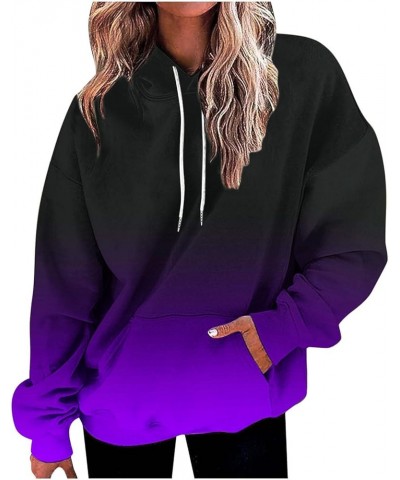 Oversized Hoodies for Women Pullover Long Sleeve Hooded Sweatshirts Gradient Drawstring Baggy Casual Y2K Tops 2023 10 Purple ...