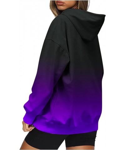 Oversized Hoodies for Women Pullover Long Sleeve Hooded Sweatshirts Gradient Drawstring Baggy Casual Y2K Tops 2023 10 Purple ...