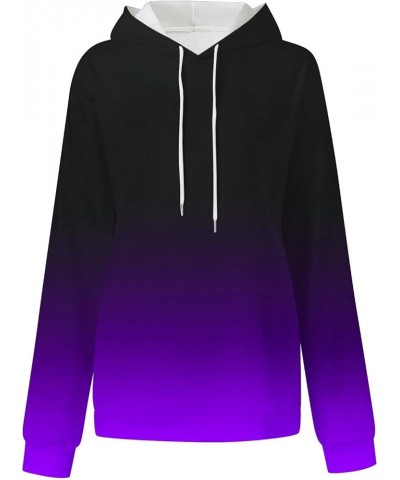 Oversized Hoodies for Women Pullover Long Sleeve Hooded Sweatshirts Gradient Drawstring Baggy Casual Y2K Tops 2023 10 Purple ...