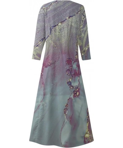 Maxi Dress for Women Long Sleeve Printing Cute Flowy Oversize Summer Beach Linen Dresses with Pocket 02-dark Purple $17.10 Dr...