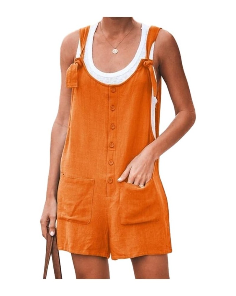 2023 Jumpsuits for Women Comfy Linen Cargo Rompers Summer Sleeveless Baggy Overalls with Pockets Jumpers with Big Pockets 3 O...