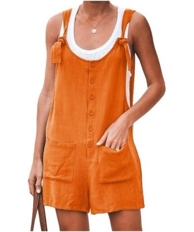 2023 Jumpsuits for Women Comfy Linen Cargo Rompers Summer Sleeveless Baggy Overalls with Pockets Jumpers with Big Pockets 3 O...