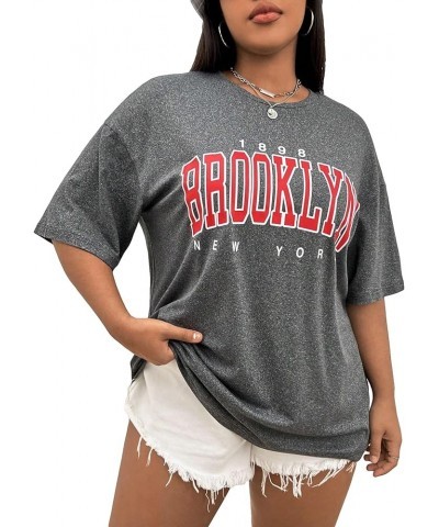 Plus Size Graphic Tees for Women Oversized Tshirts Vintage T Shirt Casual Trendy Summer Loose Tops Dark Grey $12.25 T-Shirts