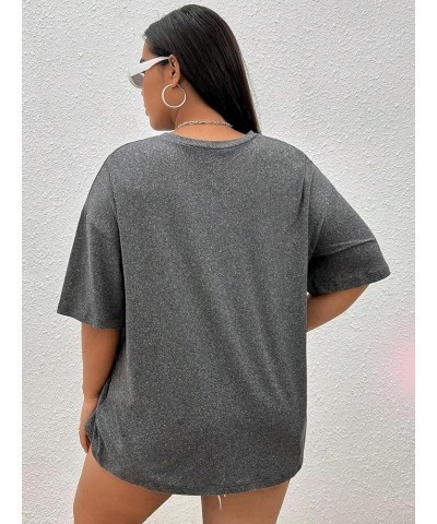 Plus Size Graphic Tees for Women Oversized Tshirts Vintage T Shirt Casual Trendy Summer Loose Tops Dark Grey $12.25 T-Shirts