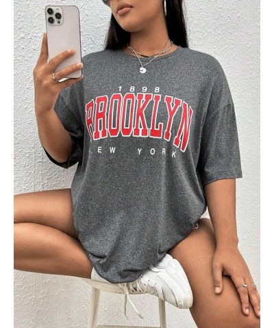 Plus Size Graphic Tees for Women Oversized Tshirts Vintage T Shirt Casual Trendy Summer Loose Tops Dark Grey $12.25 T-Shirts