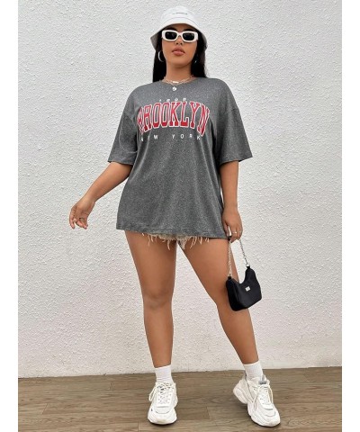 Plus Size Graphic Tees for Women Oversized Tshirts Vintage T Shirt Casual Trendy Summer Loose Tops Dark Grey $12.25 T-Shirts