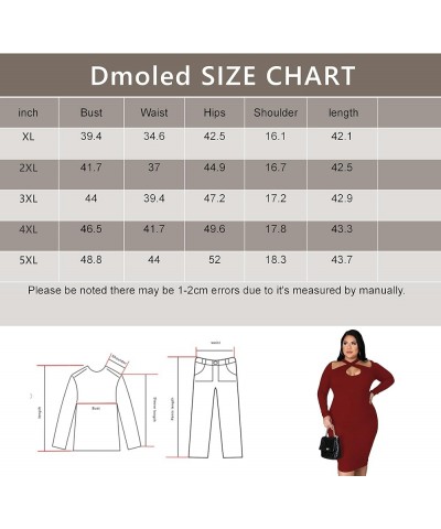 Women's Plus Size Sexy Stretchable Long Sleeve Hollow Out Crisscross Knit Slim Fit Midi Dress Brown $26.99 Dresses