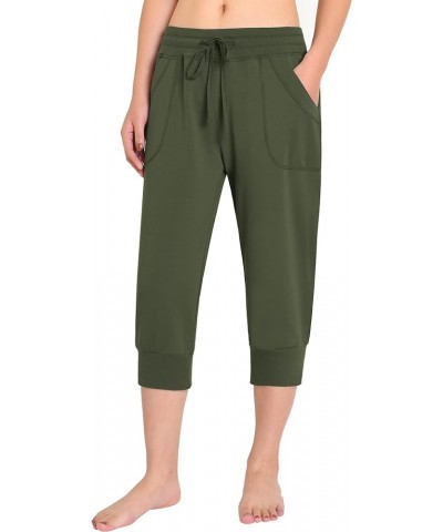 Women's Capri Joggers Jersey Sweatpants Army Green $12.04 Activewear