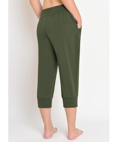 Women's Capri Joggers Jersey Sweatpants Army Green $12.04 Activewear