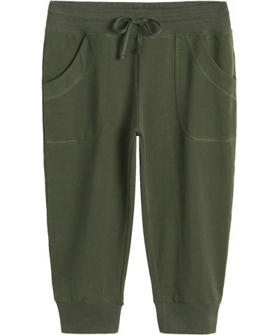 Women's Capri Joggers Jersey Sweatpants Army Green $12.04 Activewear