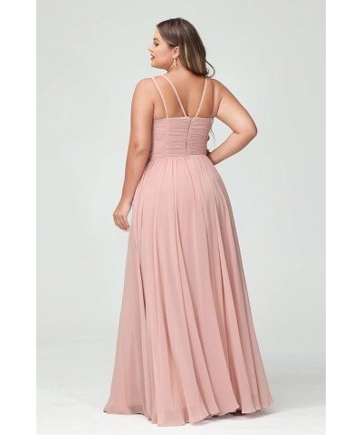 Women's Plus Size Bridesmaid Dresses with Pockets Halter Chiffon A Line Pleated Long Formal Dress Blush Pink $39.74 Dresses