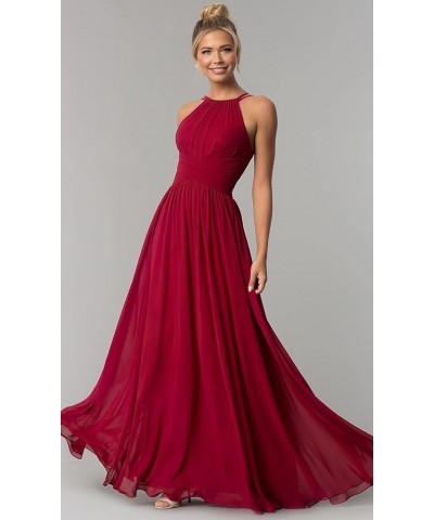 Women's Plus Size Bridesmaid Dresses with Pockets Halter Chiffon A Line Pleated Long Formal Dress Blush Pink $39.74 Dresses