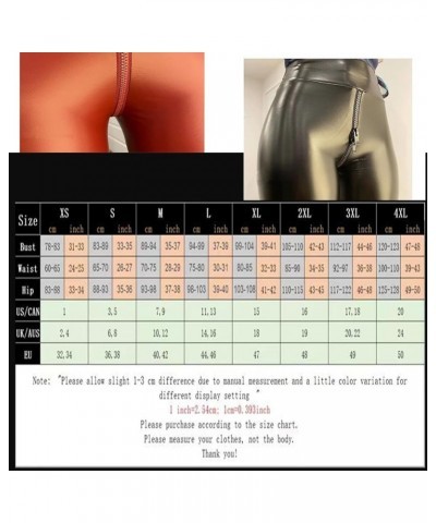 Matte Leather Trousers,Elastic High Waist Faux Leather Pants Women Sexy Crotch Double Zipper Leggings Rose Red $14.66 Leggings