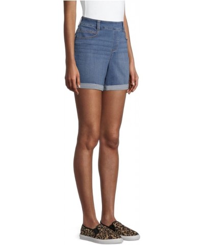 Women's 5 Pocket Woven Pull On Shorts Light Wash $12.49 Shorts