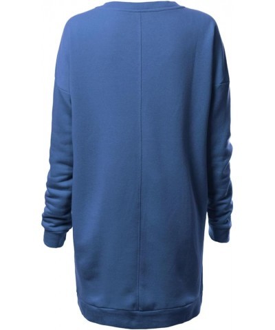 Women's Casual Oversized Fleece Pullover Sweatshirts Tunic Fall Outfits 2024 Y2K Winter Clothes Denim Blue $16.00 Hoodies & S...