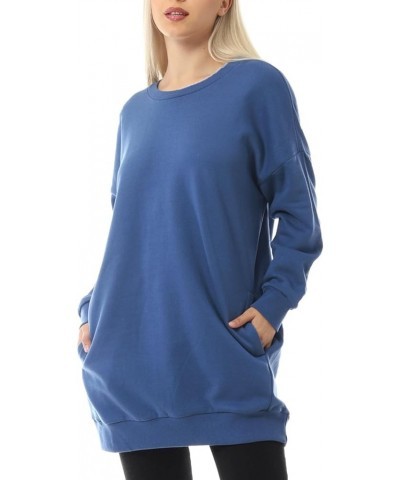 Women's Casual Oversized Fleece Pullover Sweatshirts Tunic Fall Outfits 2024 Y2K Winter Clothes Denim Blue $16.00 Hoodies & S...