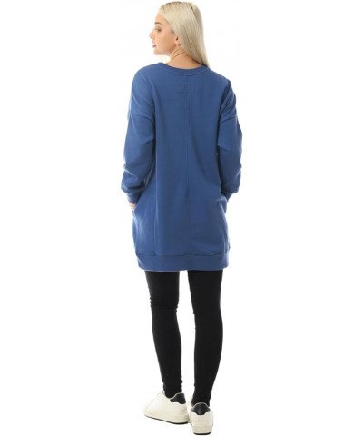 Women's Casual Oversized Fleece Pullover Sweatshirts Tunic Fall Outfits 2024 Y2K Winter Clothes Denim Blue $16.00 Hoodies & S...