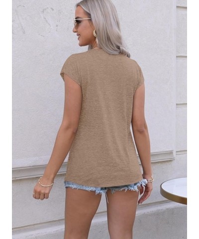 Womens Tank Tops Dressy Summer Tops 2024 Trendy Cap Sleeve Shirts Fashion Cute Loose Fit V Neck Short Sleeve Blouses A Pure K...