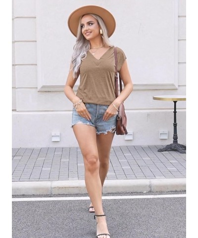 Womens Tank Tops Dressy Summer Tops 2024 Trendy Cap Sleeve Shirts Fashion Cute Loose Fit V Neck Short Sleeve Blouses A Pure K...