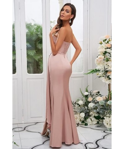 Women's Silk Satin Bridesmaid Dresses Long with Slit One Shoulder Formal Dresses Pleated Mermaid Party Dresses PF07 Plum $23....