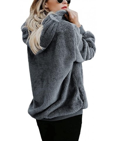 Oversized Sweatshirts for Women Athletic Womens Sherpa Hoodie Fluffy Women's Hoodies Pullover with Pockets Dark Grey $14.40 H...