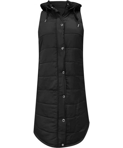 Long Puffer Vest for Womens Sleeveless with Hood Long Down Vest with Stand Collar Thick Hooded Sleeveless Long Coats Jacket A...