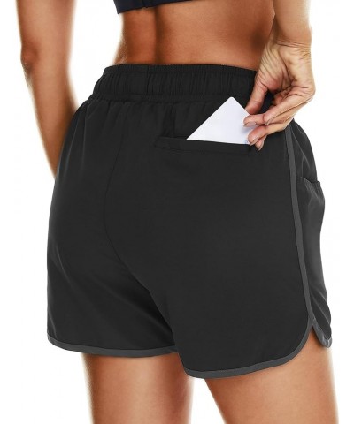 Women's 4" Swim Shorts Quick Dry Board Shorts Swimsuit Bottom with Pockets With Liner Black $9.60 Swimsuits