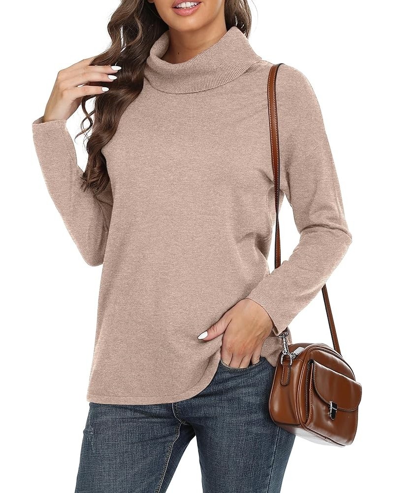 Women's Turtleneck Sweater Long Sleeve Cozy Warm Sweater Casual Lightweight Soft Pullover Jumper Tops Va Camel $19.50 Sweaters