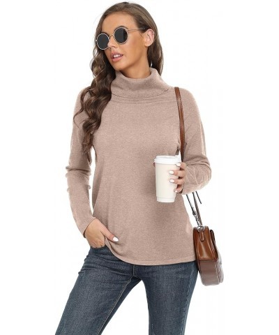 Women's Turtleneck Sweater Long Sleeve Cozy Warm Sweater Casual Lightweight Soft Pullover Jumper Tops Va Camel $19.50 Sweaters