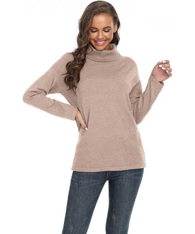 Women's Turtleneck Sweater Long Sleeve Cozy Warm Sweater Casual Lightweight Soft Pullover Jumper Tops Va Camel $19.50 Sweaters