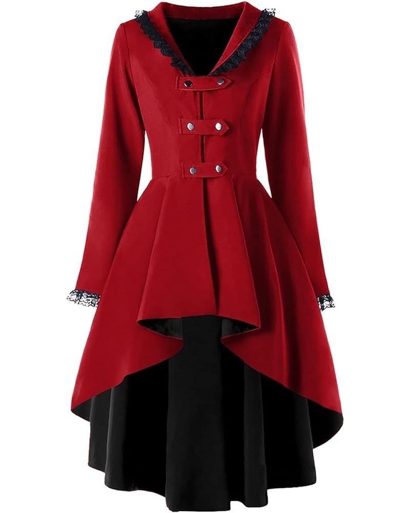 Womens Coats Winter Warm Buttons Woolen Coat Trench Jacket Belt Overcoat Outwear 01-wine $26.31 Coats