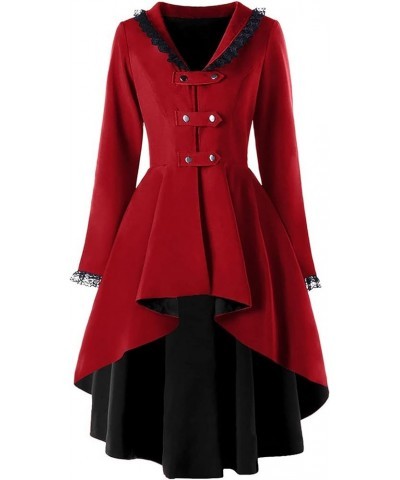 Womens Coats Winter Warm Buttons Woolen Coat Trench Jacket Belt Overcoat Outwear 01-wine $26.31 Coats