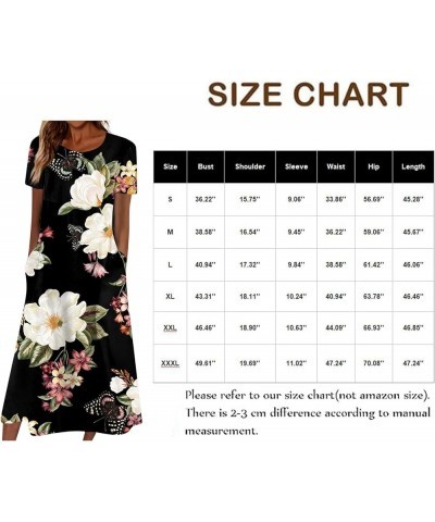 Casual Dresses Women's 2023 Summer Maxi Dress Crewneck Short Sleeve Tie Dye Print Pleated Flowy Sundress with Pocket 06-dark ...