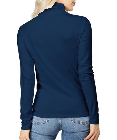 Womens Casual Turtleneck Tops Lightweight Long Sleeve Soft Thermal Shirts Active Sweater Cwoswl189-navy $12.23 Underwear